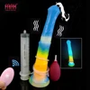 FAAK Remote Control Vibrator Squirting Horse Dildo With Sucker Luminous Ejaculation Penis Glow in Dark Sex Toys For Women 1