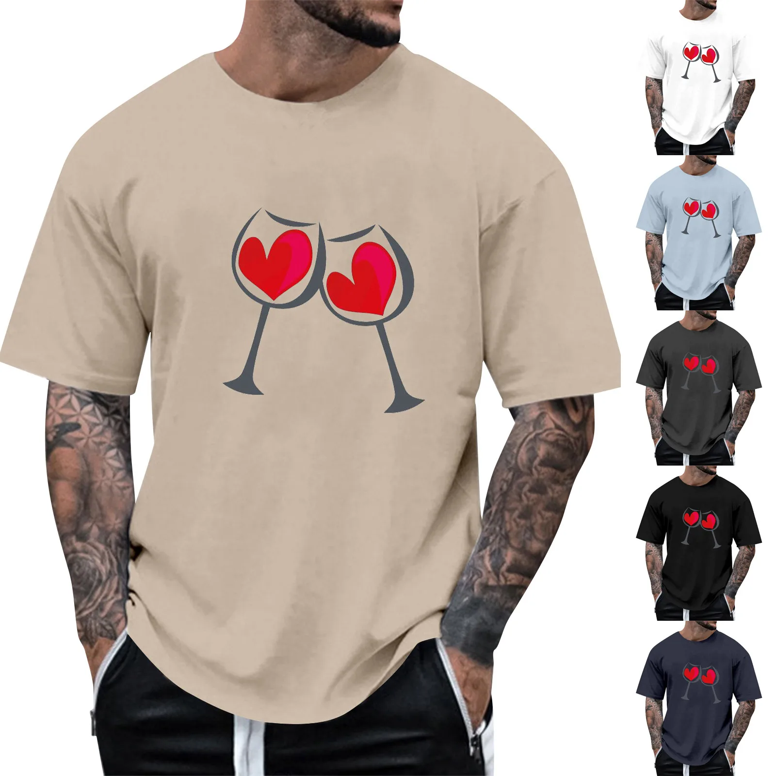 

2023 Valentine's Day Men's Short Sleeved Fashion Spring/Summer Print Fashion Designer Vintage Abstract Outdoor Designer Top