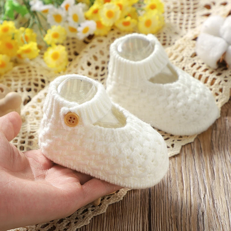 Spring Baby Prewalker 0-18m Infant Girl Solid Color Indoor Floor First Walker Shoes Fall Winter Knit Newborn Footwear Soft Soled 5