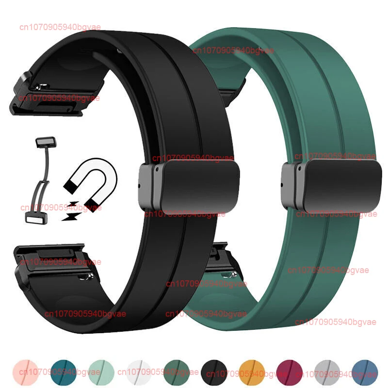 

22mm 26mm Quickfit Silicone Magnetic Smart Watch Strap For Garmin Epix Gen 2 Instinct 2X Fenix 7X 7 6X 6 Pro 5 5X Plus Bracelets