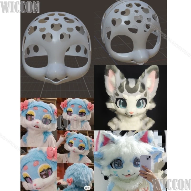 Furry kigurumi Head Skull Mask Fursuit Cosplay Prop 3D Print PLA Resinous Costume Man Women Gift Holloween Roleplay Customized