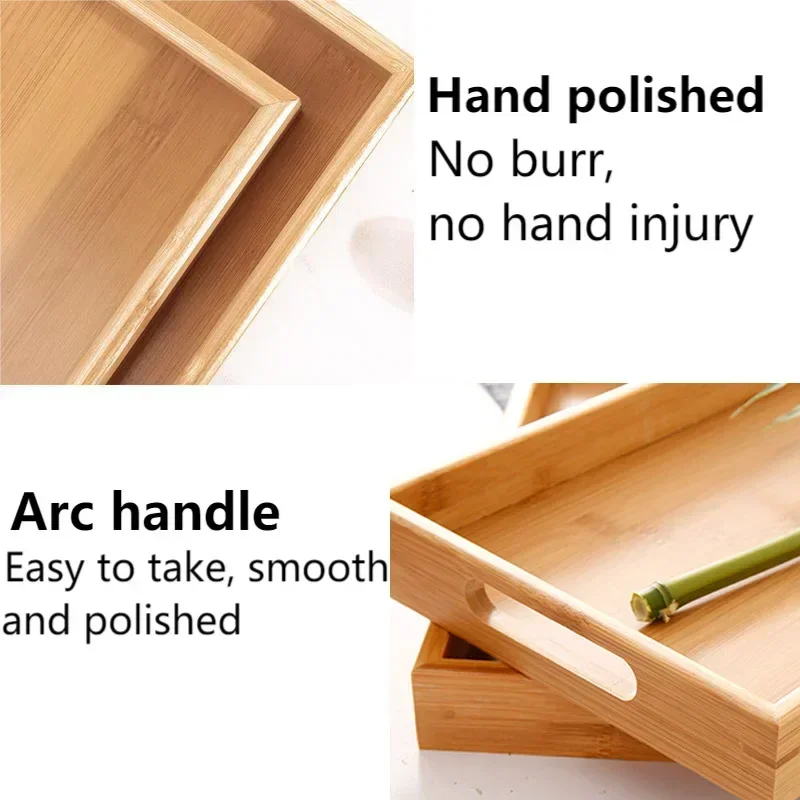 Bamboo Wooden Tray Japanese Bread Snack Solid Wood Household Kung Fu Tea Set Water Cup Plate Hotel Plates Home Kitchen Supplies 6