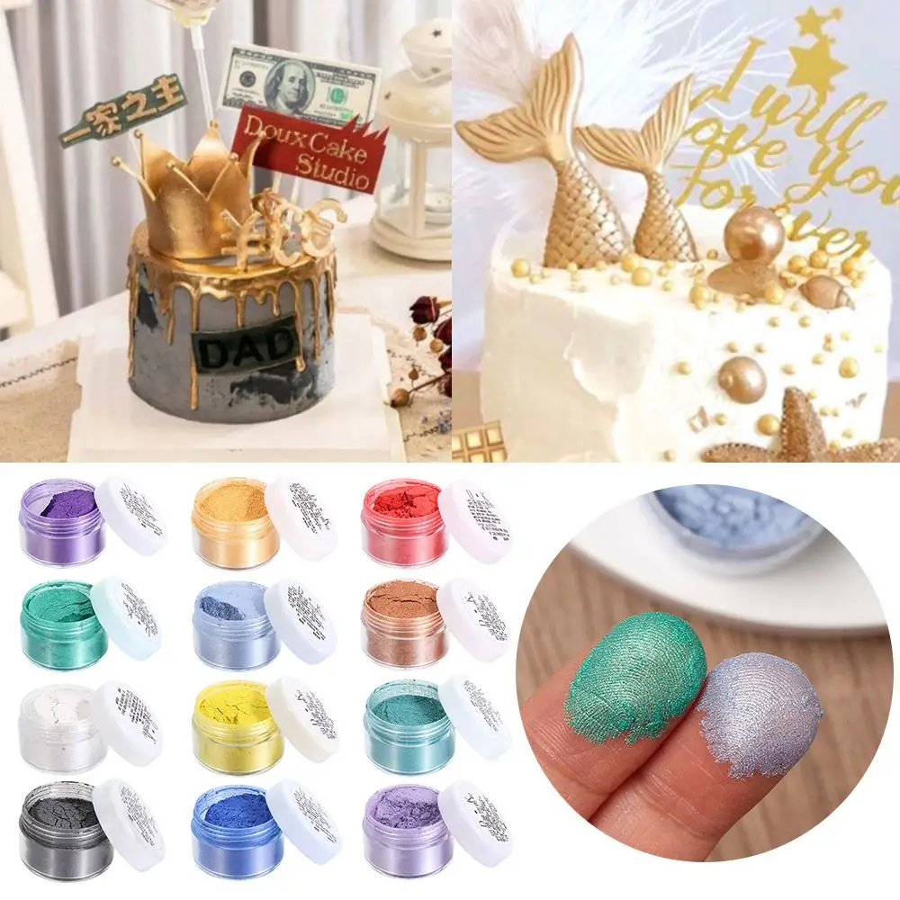 5g Gold Powder Glitter Powder Silver Pearl Baking Color Fondant Mousse Cake Baking Macaron Chocolate Decoration baking supplies cake tools cake decorating kit