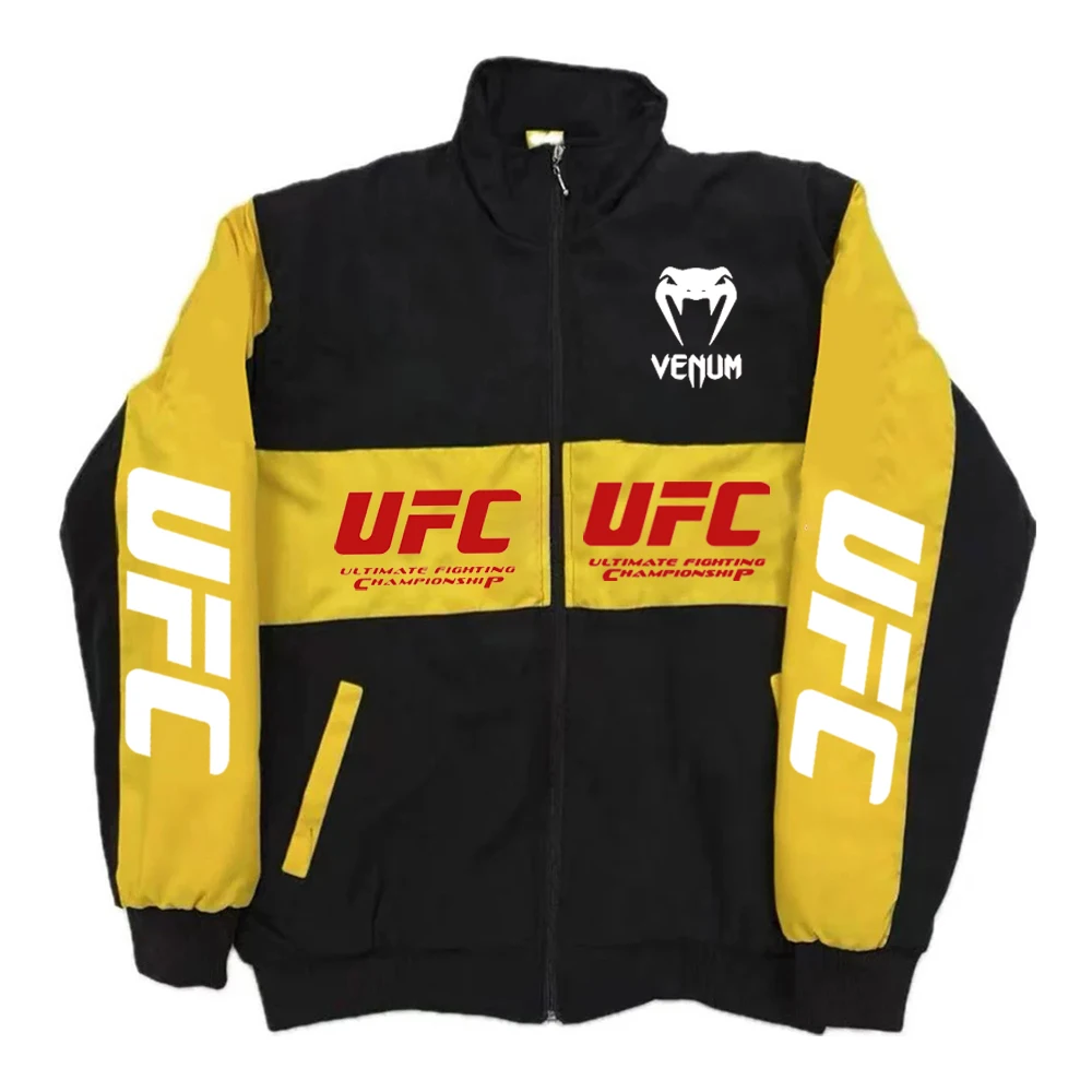 UFC outdoor windproof warm standing collar jacket men's winter fleece jacket lightweight sports running top workwear