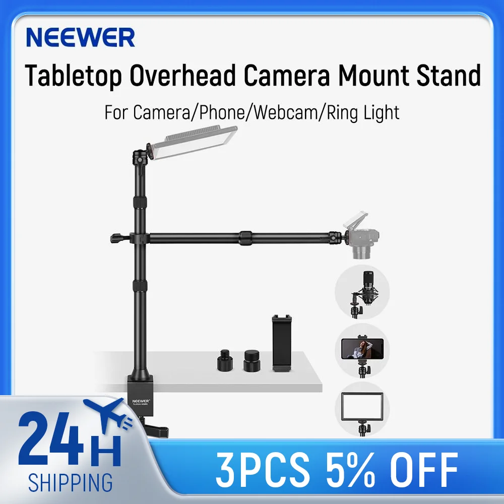 Neewer Overhead Kamera Halterung 56cm - 360° Schwenkbar Für Desk Setup
