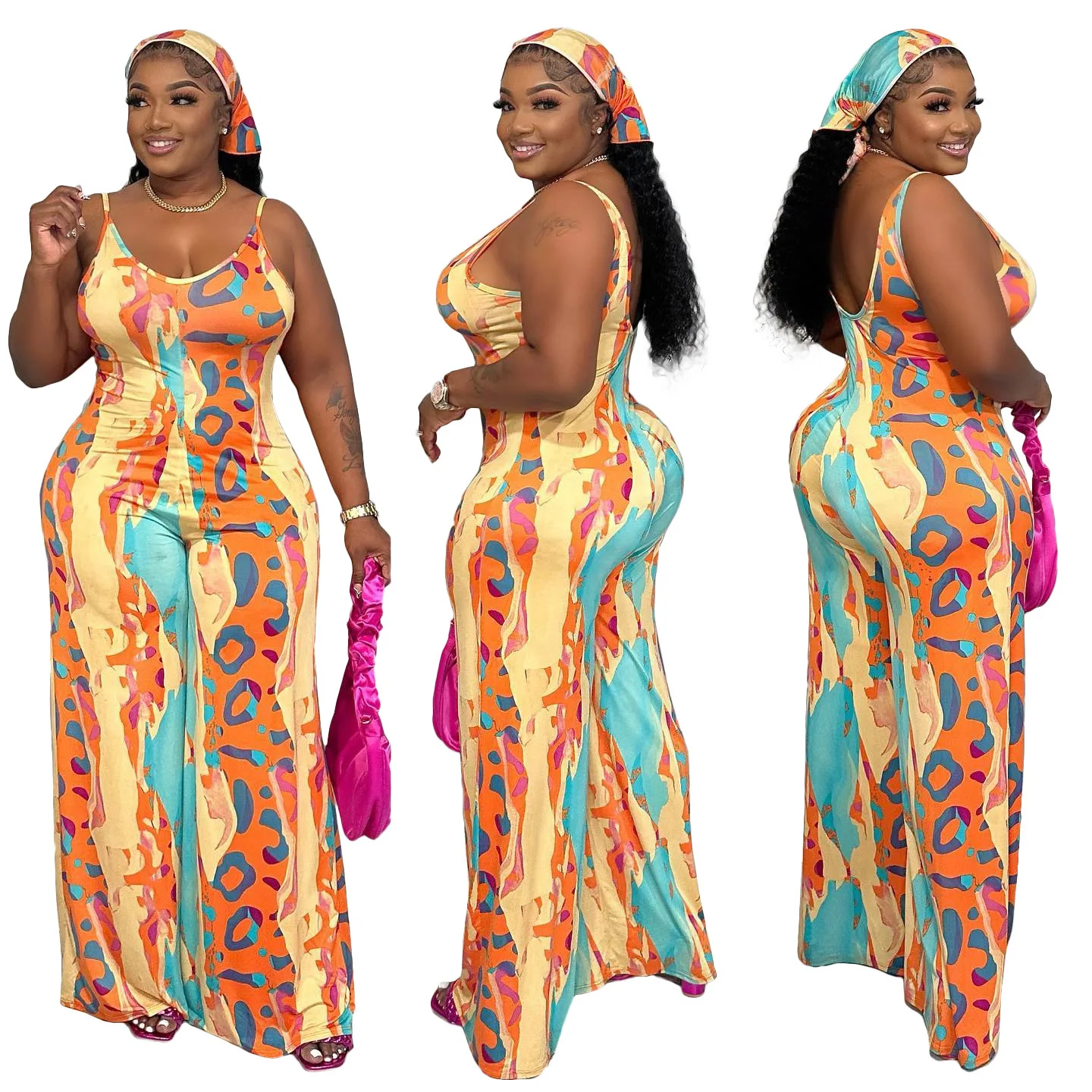 

European and American women's fashion Leopard print casual jumpsuit