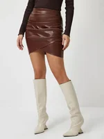 Benuynffy Fashion PU Leather Skirt Women's Autumn and Winter Elegant High Waist Zipper Back Ruched Bodycon Mini Skirts 2024 New - Image 5