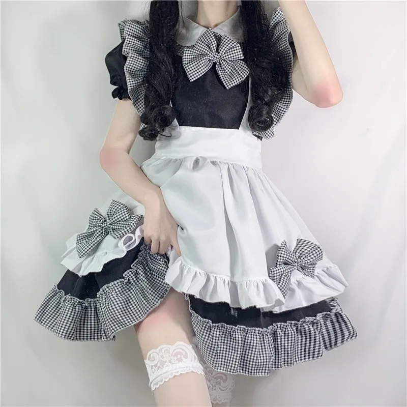 Anime Cartoon Cosplay Costumes Lolita Suspender Dress Lolita Dress Lolita Cosplay Costumes Japanese Kwaii Maid Lingerie Dress Goth Clothes Women Punk Gothic Lolita Maid Outfits Black White