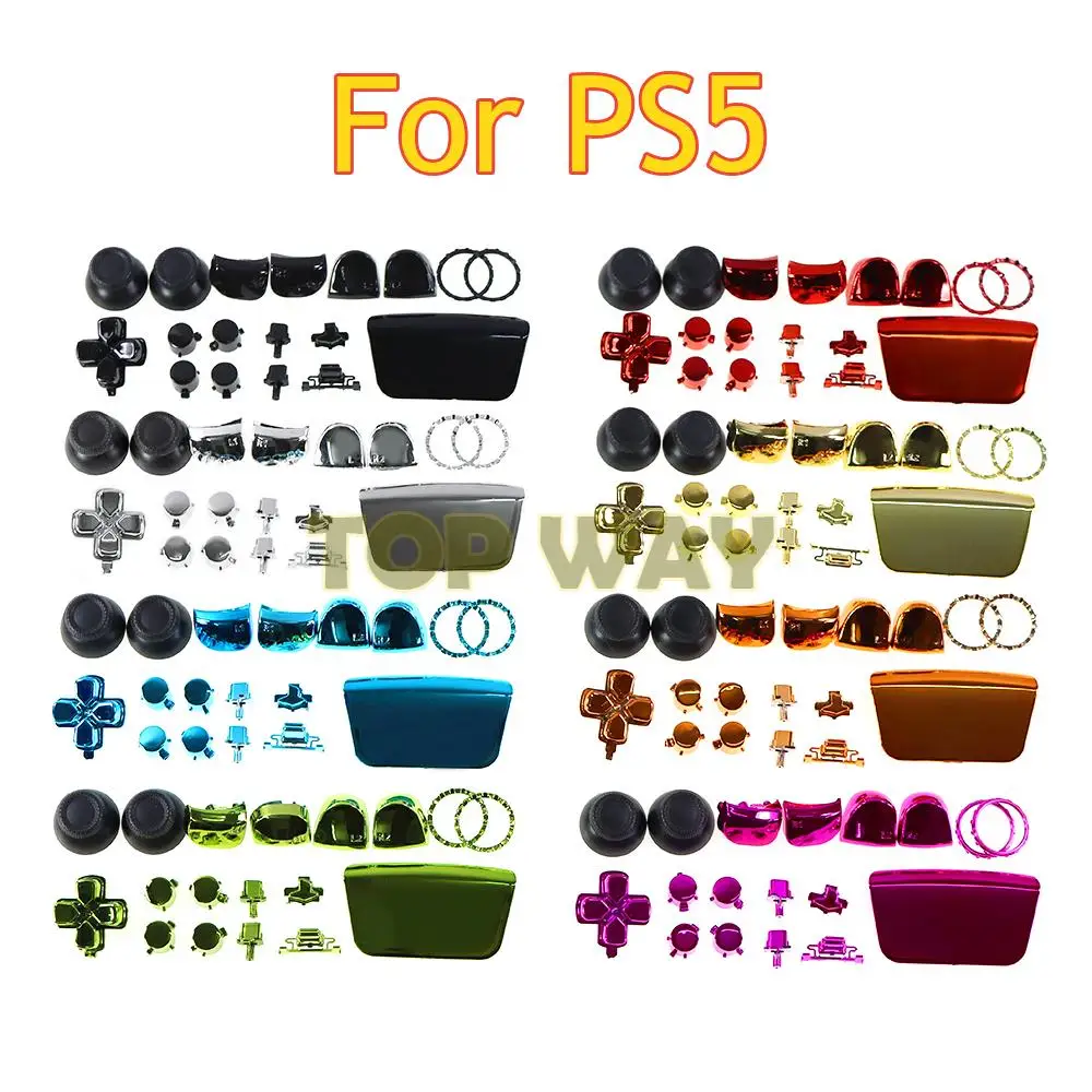 

20set Chrome Joysticks D-pad R1 L1 R2 L2 Full set Direction Key ABXY Plating Buttons For PS5 Playstation 5 V1 1.0 Controller