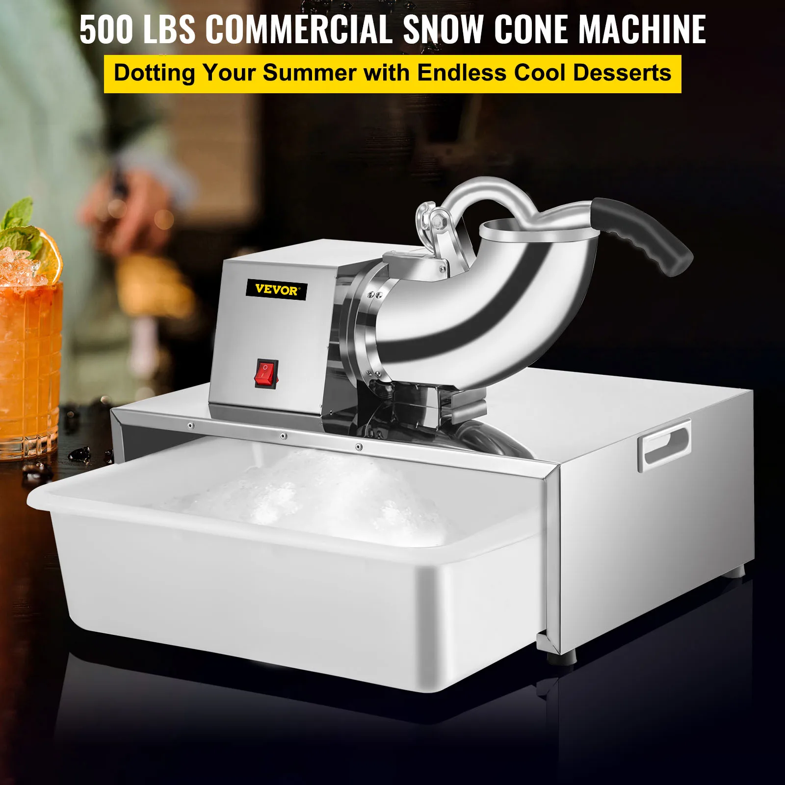 Electric Cube Ice Shaver Granizing Machine 226Kg/H Commercial Snow Cone Chopper Home Slush Crusher Blender Flake Maker 2