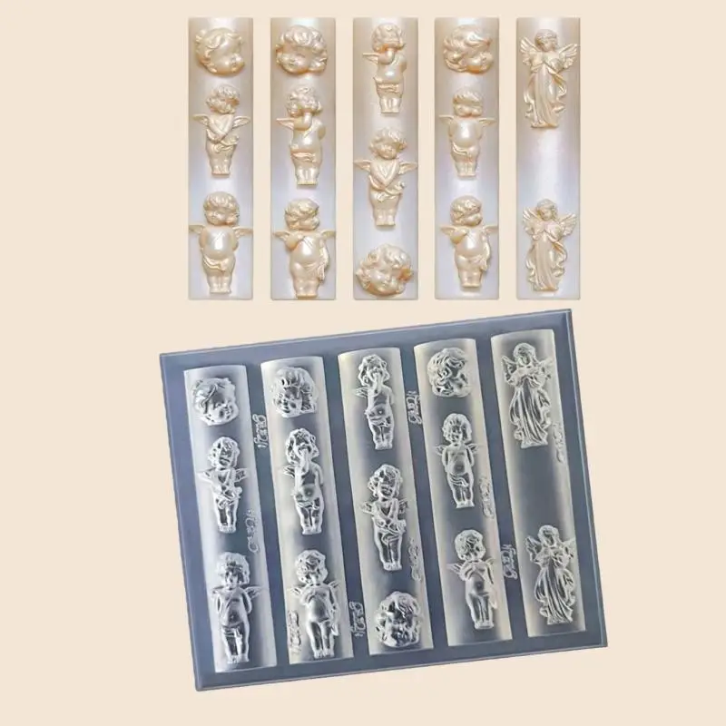 핫세일 3D 투명 실리콘 네일 몰드 네일아트 디자인 릴리프 토끼 천사 패턴 매니큐어 템플릿 도구 액세서리