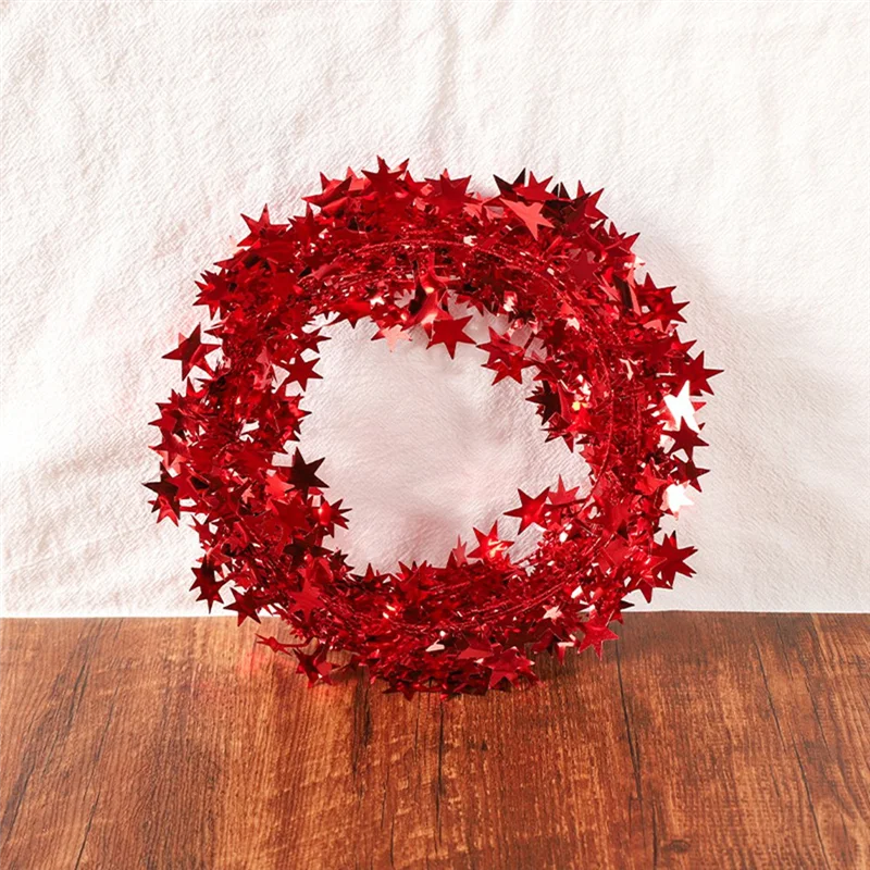 ELOS-9PCS Tinsel Stars Wire Garlands Star Garlands For Wreath Making Gifts Wrapping And DIY Craft Projects