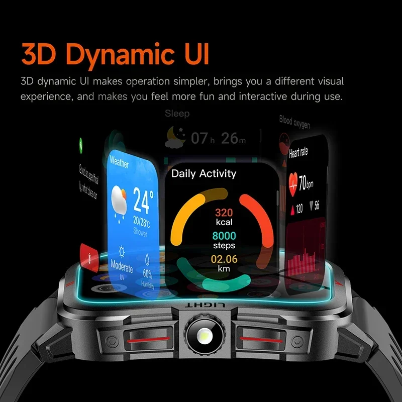 Luxury Military Man Smart Watch 3D UI Wireless BT Call Fitness Hours 3ATM Waterproof Sports Smartwatch for Men IOS Android 2025