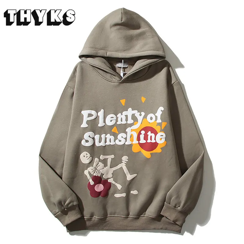 

High Street Hoodies Men Letter Foam Skull Print Fleece Hooded Sweatshirts Women Casual Oversize Pullover Spring Fall Streetwear