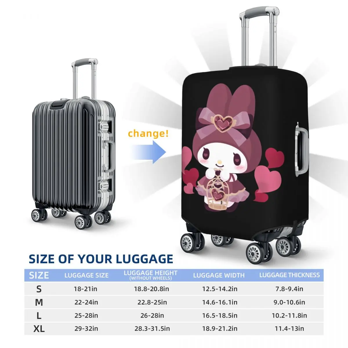 My Melody Sanrio Anime Suitcase Cover Flight Cute Y2K Manga Elastic Luggage Supplies Business Protection 6