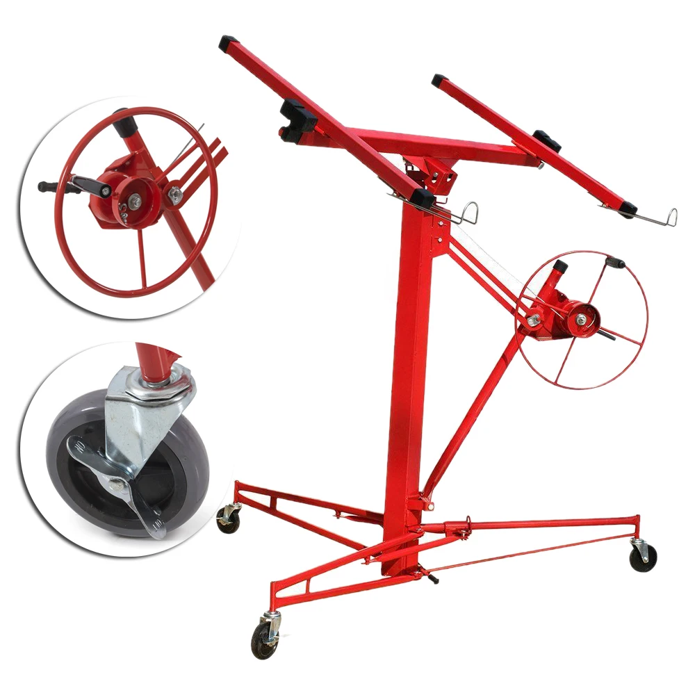 【Breeins】16FT Rolling Drywall Lifter Panel Hoist Jack Tool Heavy Tools