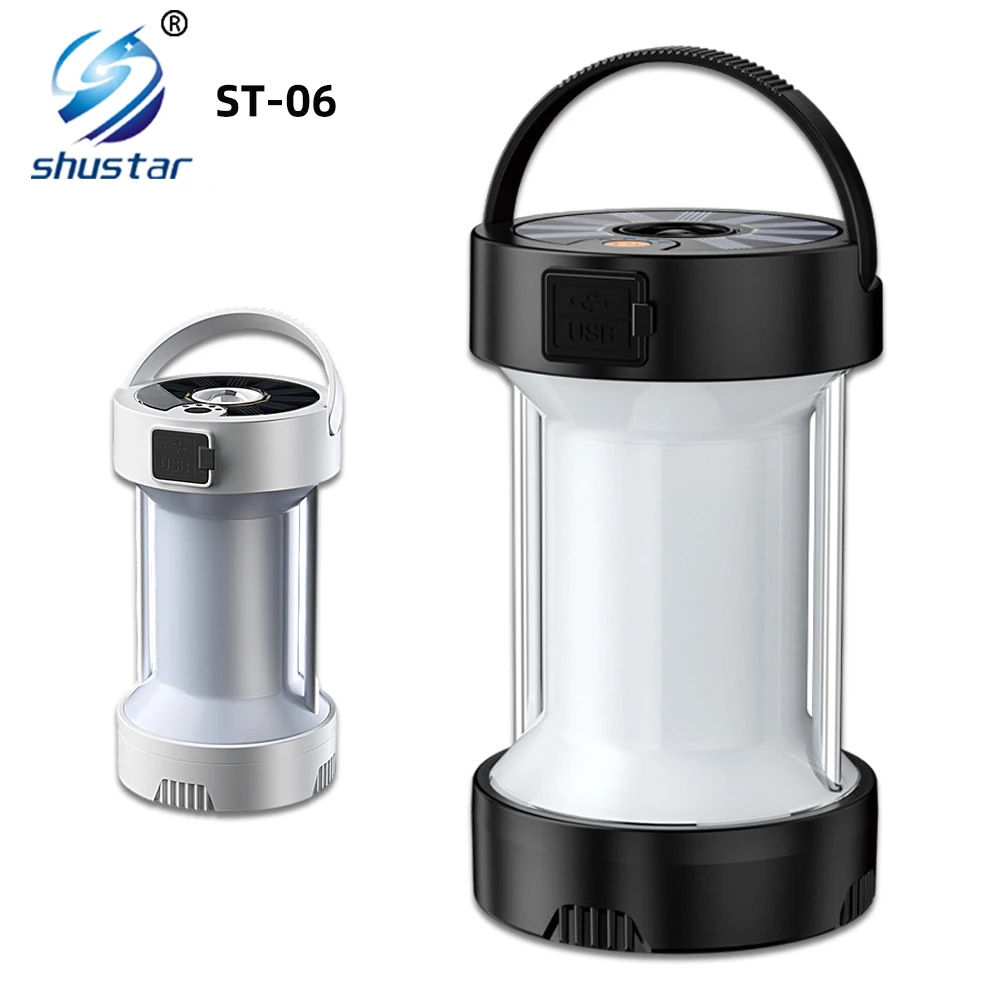 Solar Lantern Camping Light Outdoor Lighting Rechargeable Lamp Powerful Flashlight Tent Equipment Supplies Portable Lights