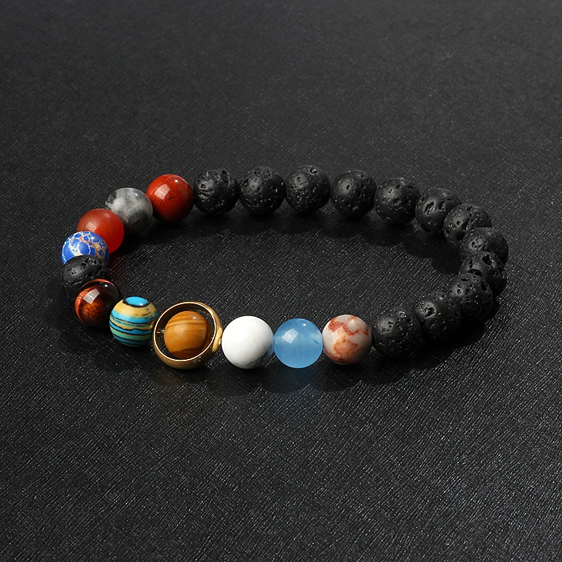 2022 Universe Solar System Bracelet Women New Natural Stone Eight Planets Bracelet Men Best Friends Gift Universe Couple Jewelry