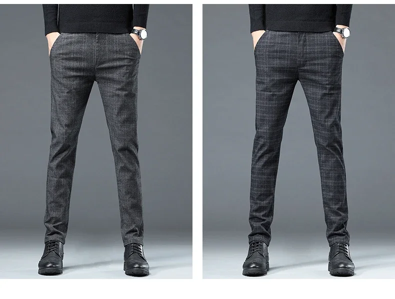 Description Picture 5 of itemBusiness Men Pants Spring Autumn Korea Cotton Comfortable Elastic Plaid Casual Fashion Trousers Male Clothing Suit Pant