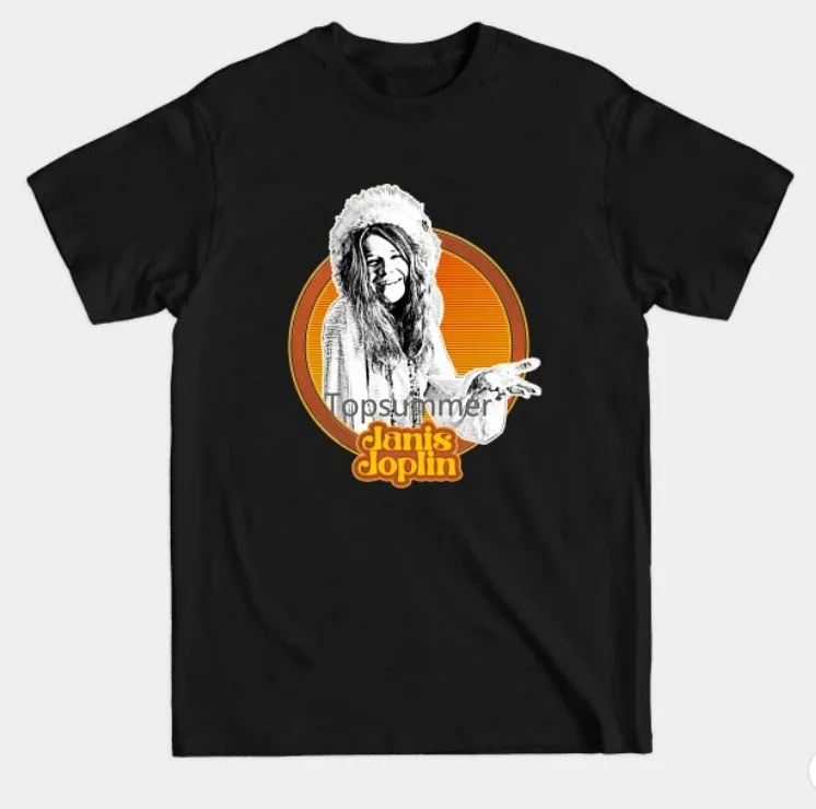 

Черная футболка Janis Joplin с одной стороны, новинка // Лидер продаж, цветной подарок на день матери