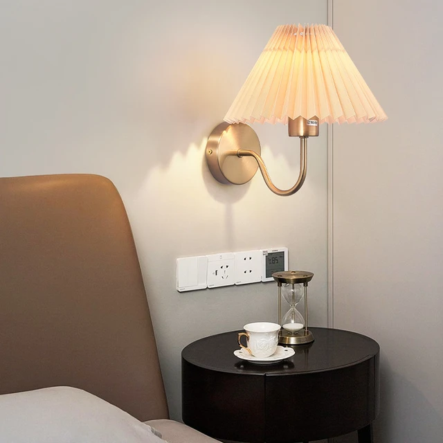 İskandinav kapalı duvar lambası E27 ampul kumaş abajur duvar aplikleri için  otel yatak odası başucu oturma odası merdiven ev Home ışıkları - AliExpress