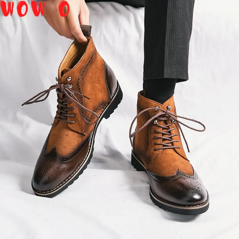 

Winter Adult Chelsea Men's Boots High Quality Desert Boots Lace Up Fashion Martin Boots Motorcycle Short Boots cowboy boots man