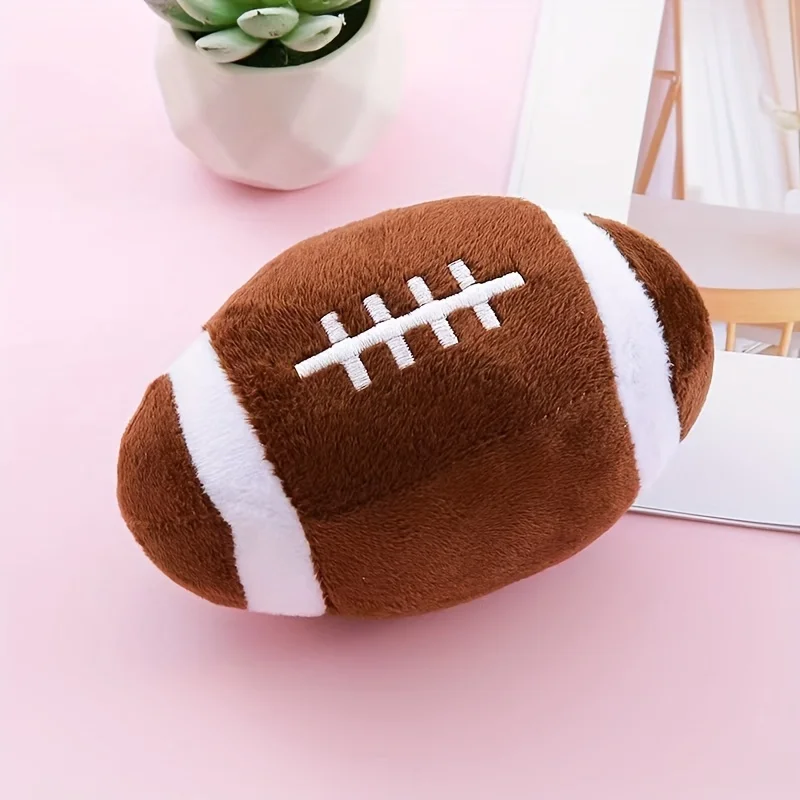 1Pc Pet Plush Sound-Making Toy New Ball Dog and Cat Toys Football Rugby Interactive Puppy Training Toys Boredom - Pet Supplies 4