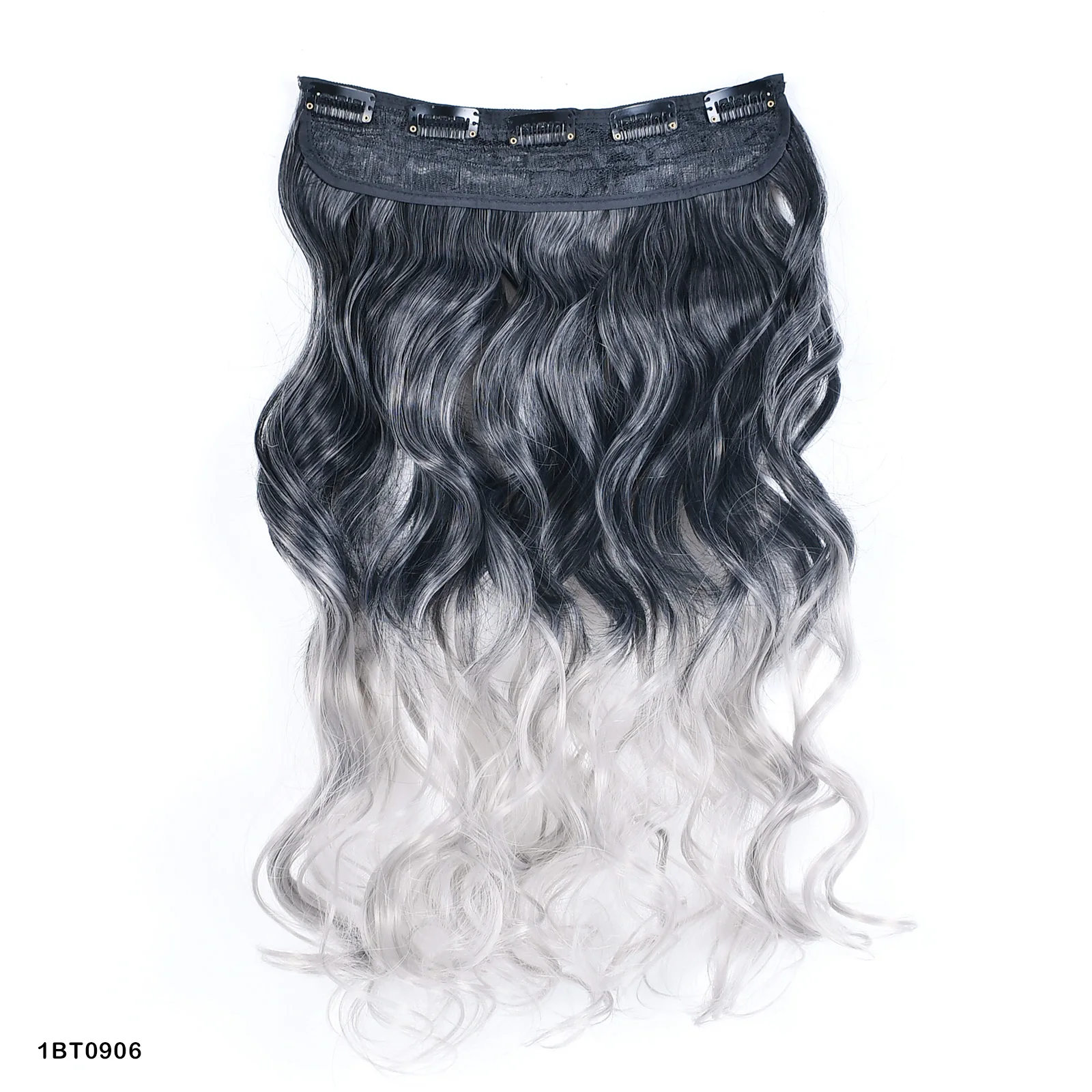 Extension capelli sintetici con clip lunga liscia grigia donna_voghion.com
