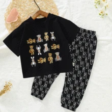

Boys and Girls Wear 2022 New Western Style Children's Summer Short-sleeved Mosquito Pants Two-piece Suit Fashion Clothes