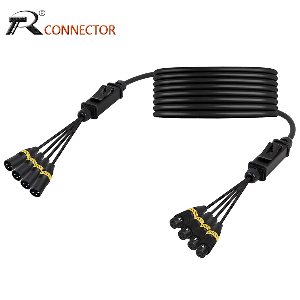 

4 Channel Professional Multi-Media Gold Plated Pin 3Pins XLR Male to Female Transmission Signal Audio Extension Cable