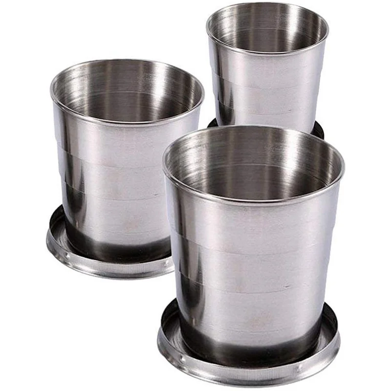 

1 шт. Складная чашка из нержавеющей стали, легкая и компактная складная чашка из нержавеющей стали, идеальная Складная чашка для кемпинга на открытом воздухе