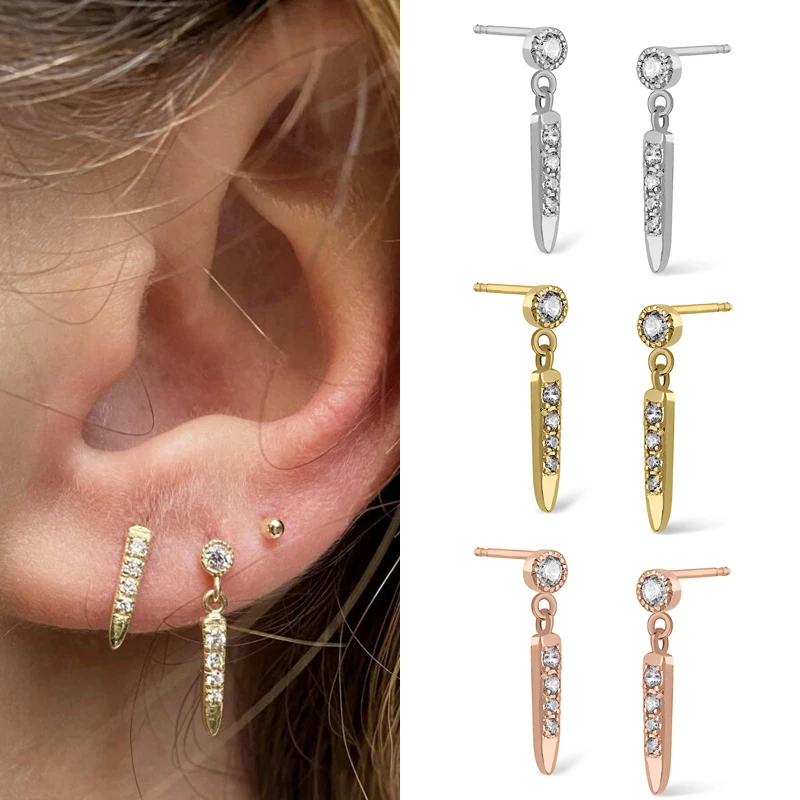 ISUEVA Gold Filled Dangle Earrings for Women Silver Color Zircon Piercing Womens Stud Drop Earrings 2022 Party Jewelry Wholesale aide 925 sterling silver mismatched stud earrings for women tiny stunning zircon cz chain tassel ear studs piercing pendientes