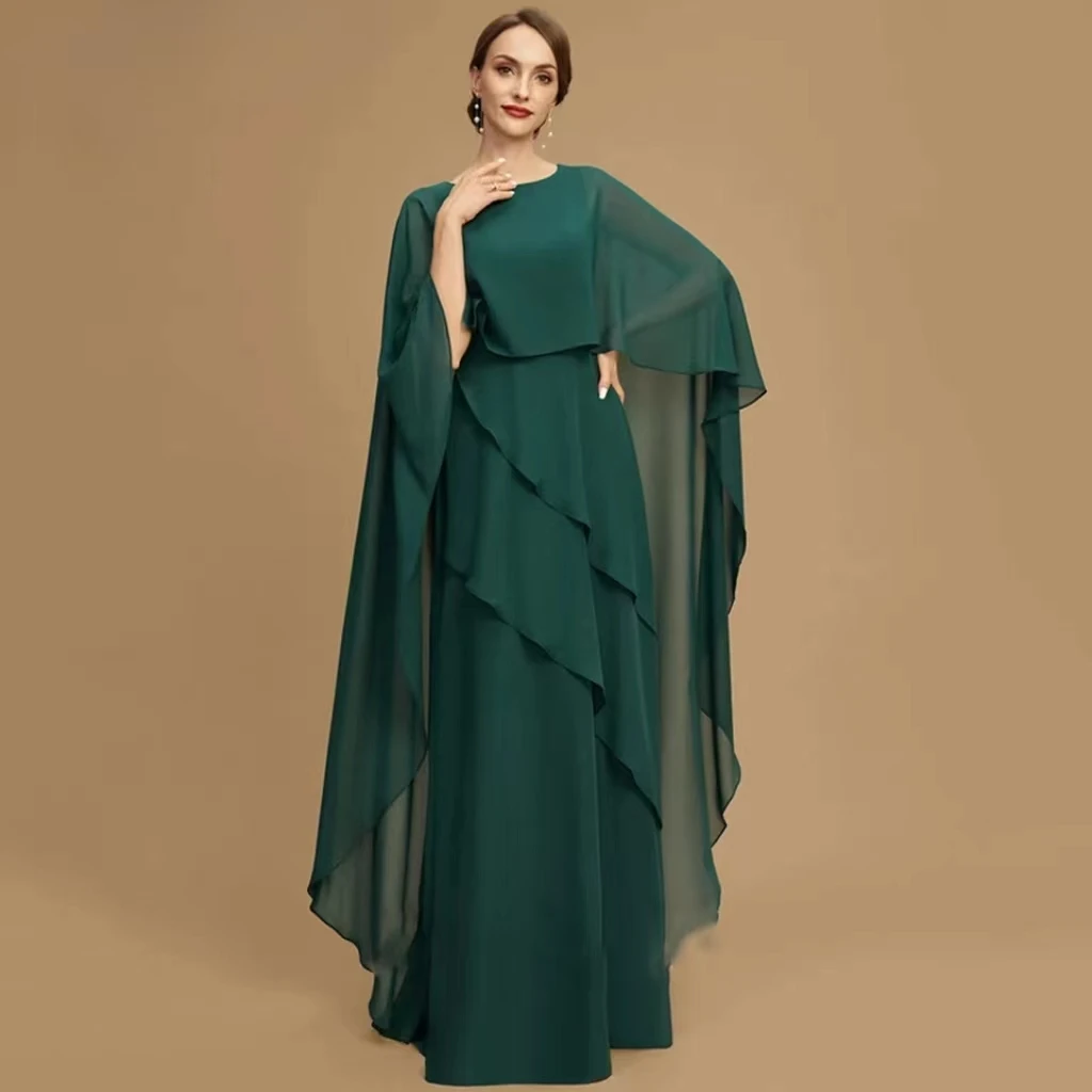 Elegant Muslim Long Robe O Neck Floor Length Mother Of The