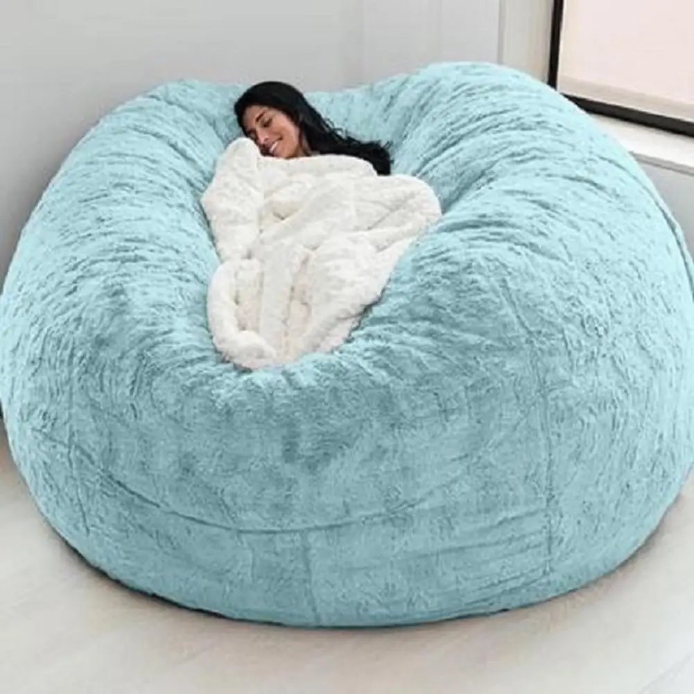 Useful Solid Color No Filler Durable Bean Bag Lazy Sofa Bed Cover Home Decor Bean Bag Chair Cover Bean Bag Cover