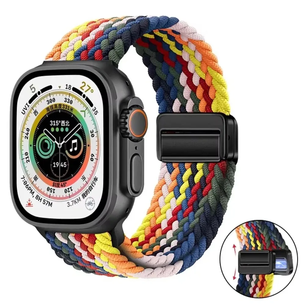 Breathable Nylon Braided Strap for Apple Watch - Adjustable Wristband