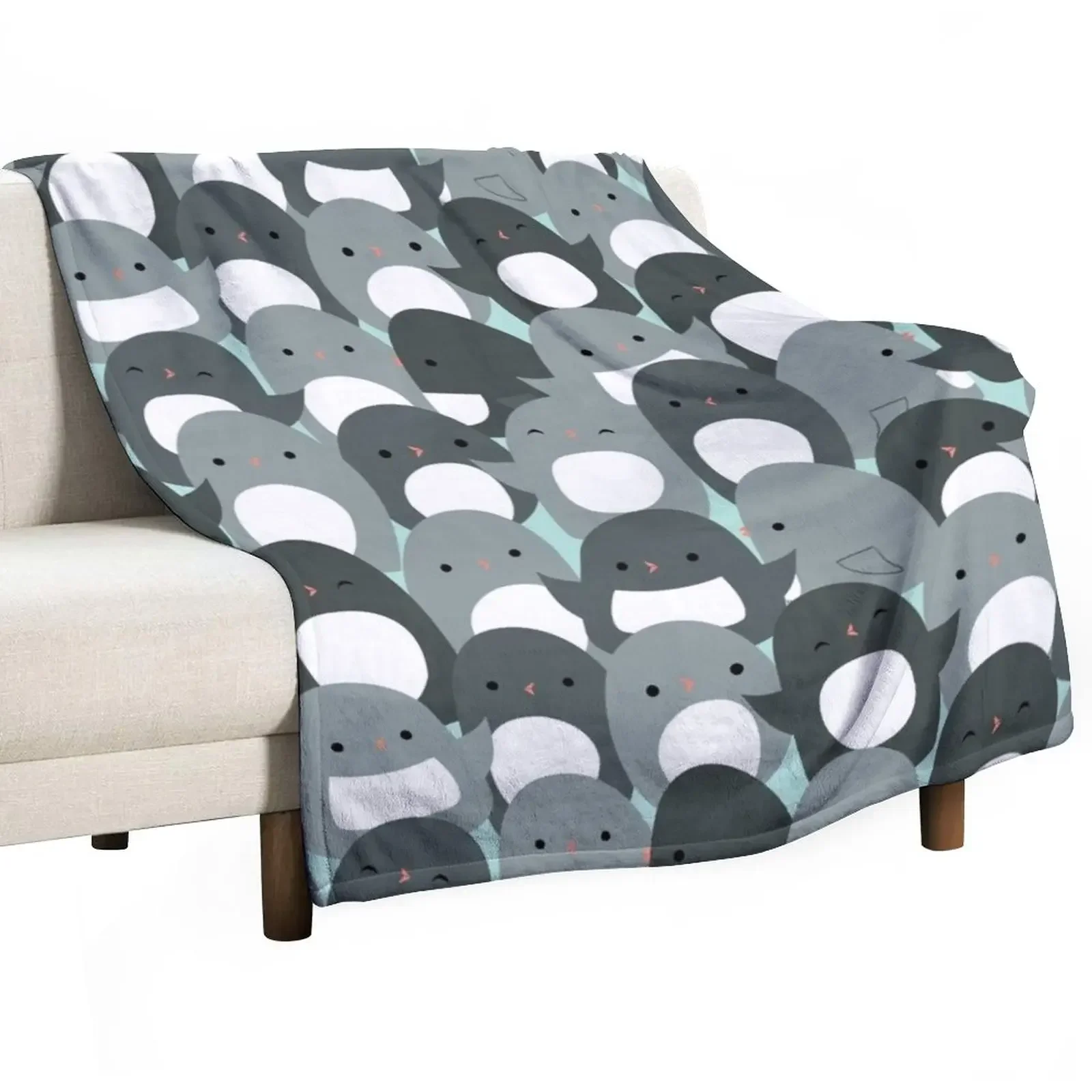 

Cute Penguin Crowd Throw Blanket Decorative Throw Plaid on the sofa Decorative Sofa Decorative Beds Blankets