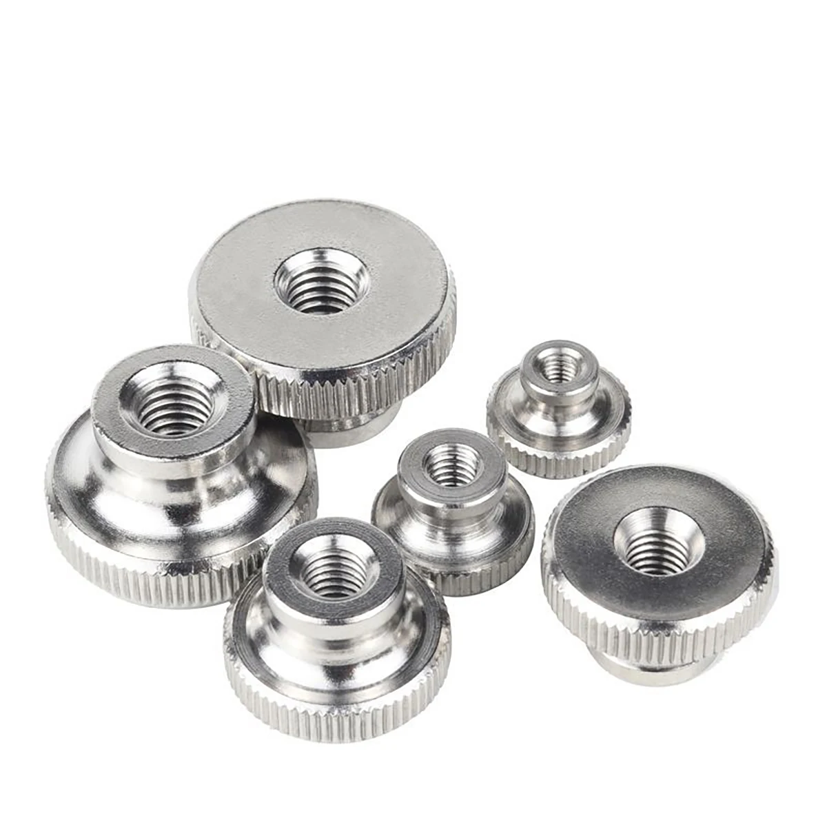

M3M4M5M6M8M10M12 304 Stainless Steel Through / Blind Hole Large High Head Adjustable Step Hand Twisted Knurled Nut