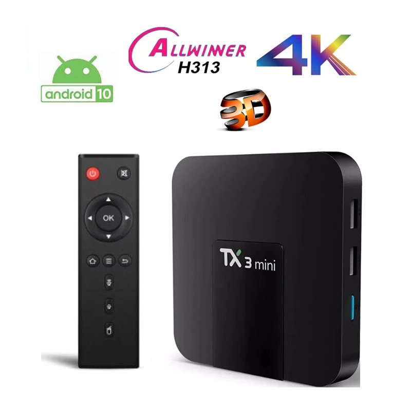 ТВ-приставка TX3 Mini Smart TV Box 4K Android 10 0 Allwinner H313 3D Set Top H.265 2 4G 5G wifi двухдиапазонный