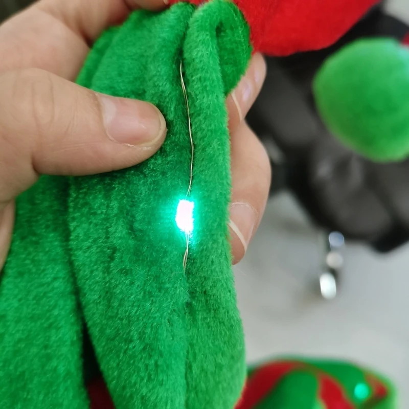 Slouch Baggy Hat Light up for Christmas Photo Props Cheerful Charactor Costume Mischievous Long Caps Hat Santa Helpers