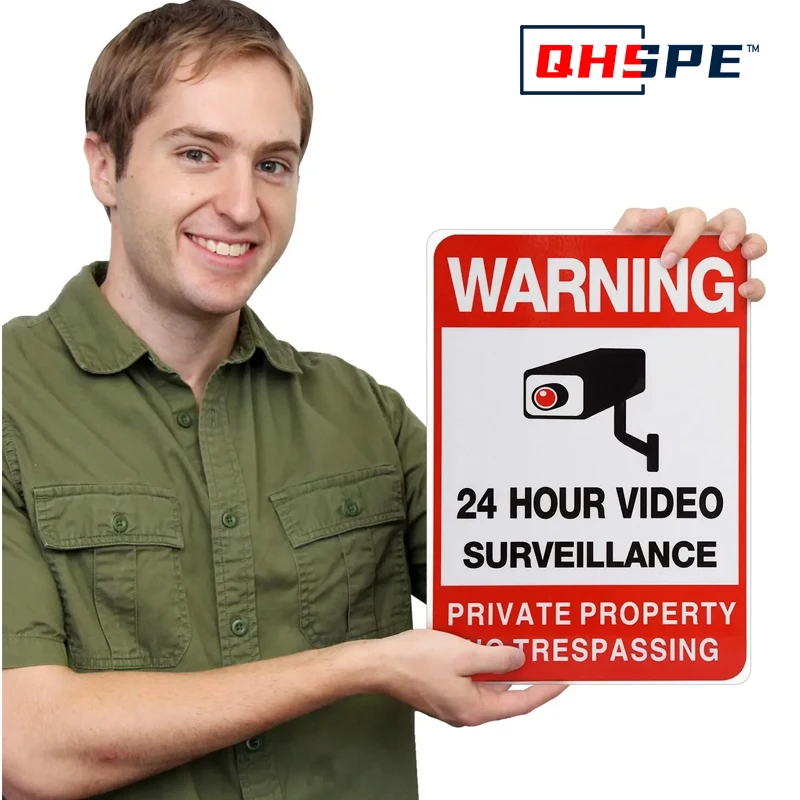 24-hour Private Property Trespassing Sign Video Surveillance Signs Outdoor Security Camera Sign Home CCTV