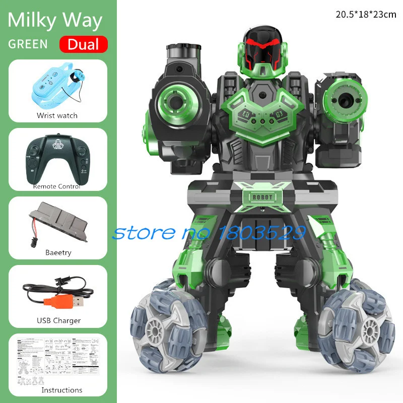Multiplayer Battle 360° Rotate Remote Control Robot 2.4G 4WD 6 Life Infrared Induction Light Music Water Bomb RC Robot Kids Toy 6