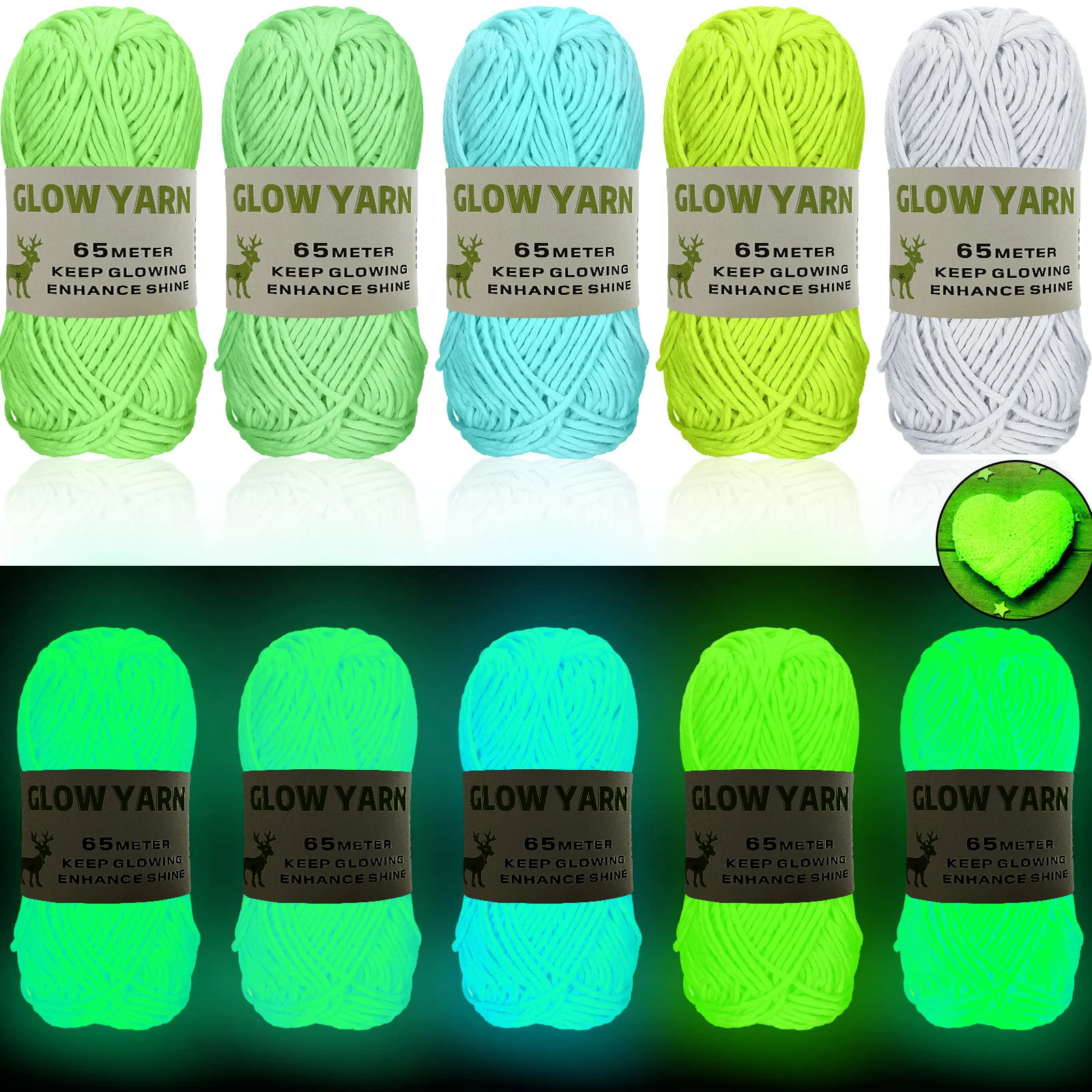 Upgrade Yarn Glow in the Dark Glow Luminous Yarn Knitting Glow Thread 65 Meters Sewing Supplies Enhanced Keep Luminous Type