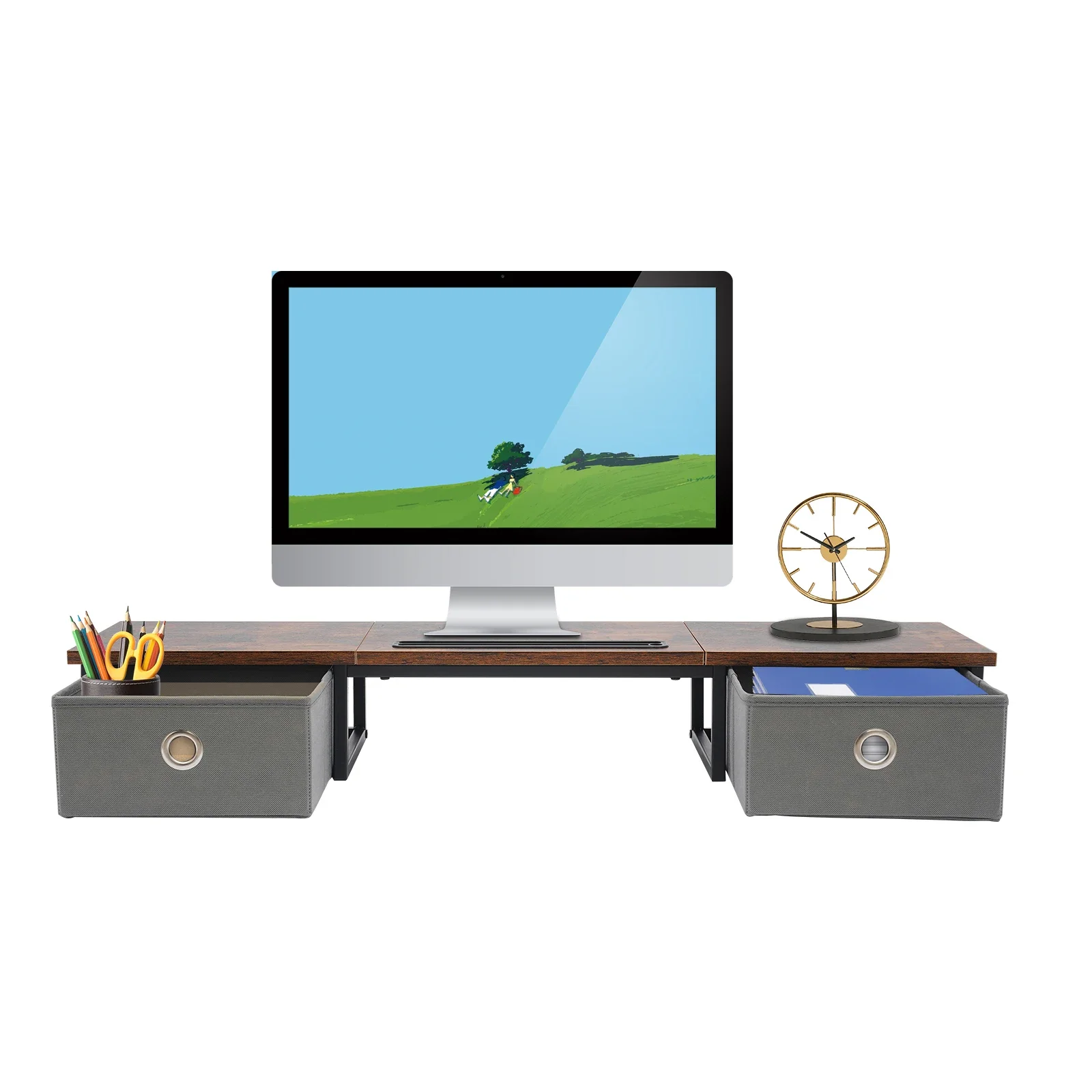 Computer-Rack, Computer-Monitorständer, mit Schublade, Monitor-Boost-Ständer 39,37 x 9,45 x 5,7 Zoll für Arbeitszimmer, Schlafzimmer, Büros – Detail 1