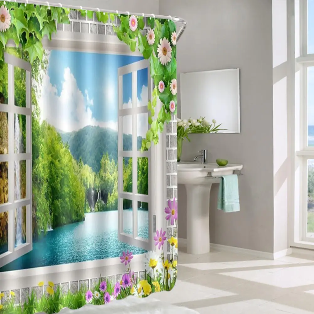 180x180cm Waterproof Shower Curtain with Stunning Print-Polyester Bathroom Decor Accessory