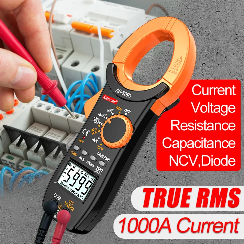 Digital clamp meter high precision AC / DC current clamp ammeter multimeter  NCV capacitance resistance diode frequency tester