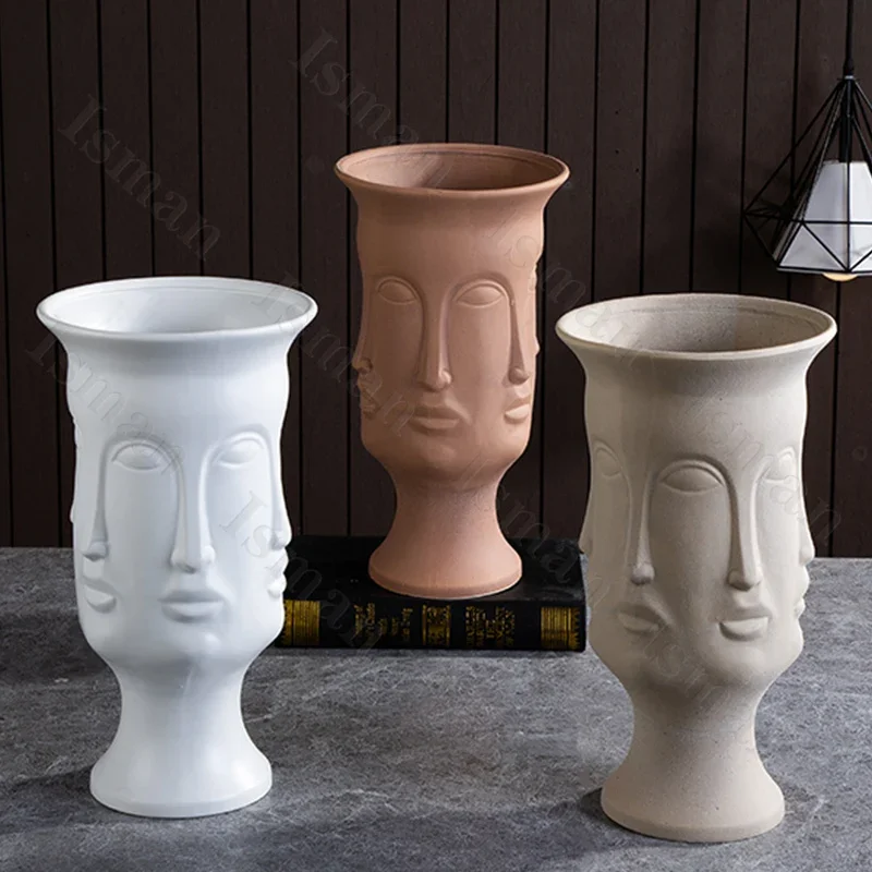 Nordic Human Face Ceramic Vase Modern Decor Home Ikebana Lips Flower Vases Light Luxury Living Room Decoration Accessories 4