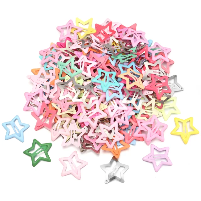 50pcs Colorful Star BB Hair Clips Girls Y2K Cute Star Barrettes Women Simple Metal Snap Clip Headdress Hair Jewelry Accessories