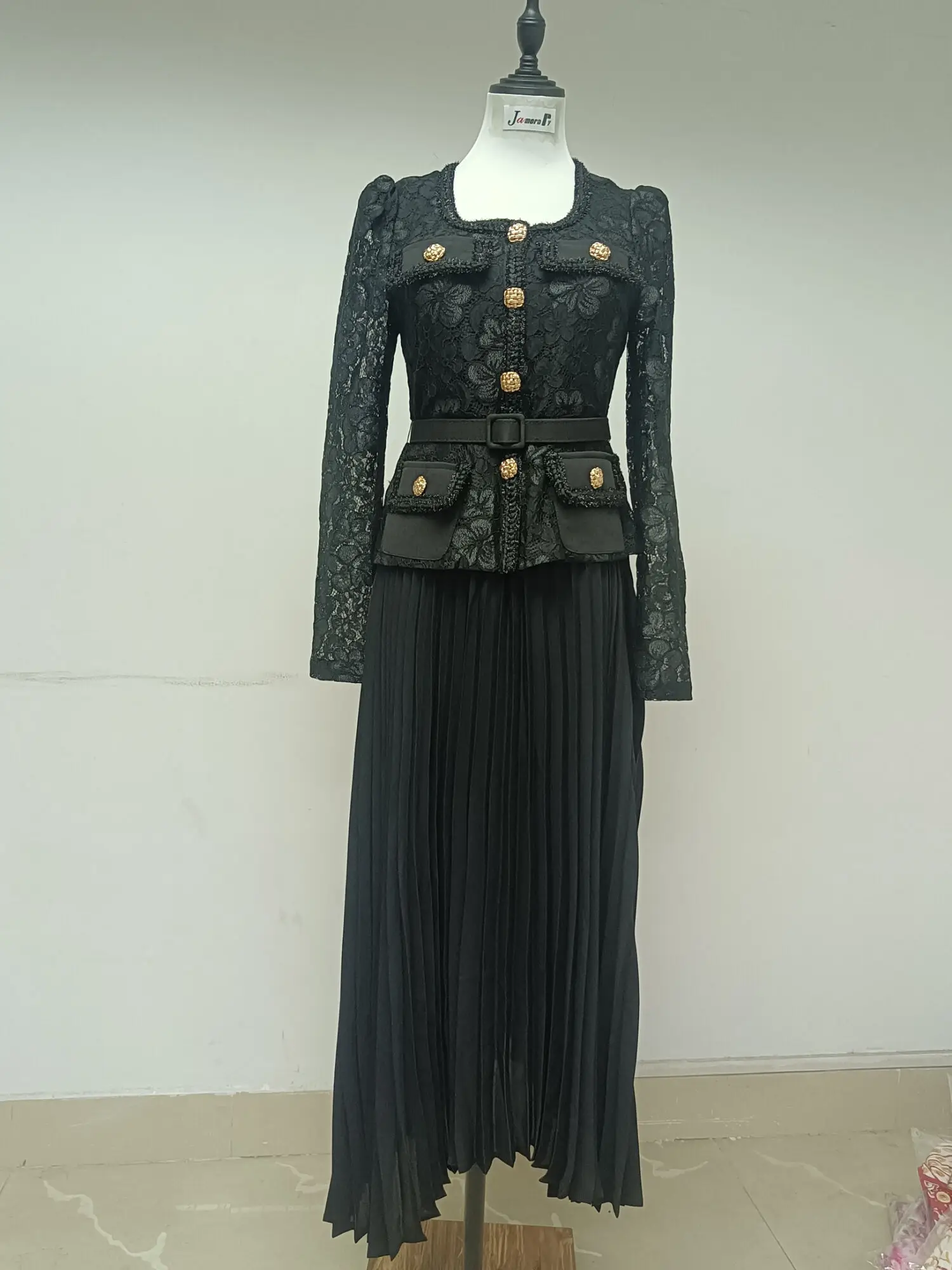 Runway Designer Summer Flower Embroidery Lace Chiffon Dress.