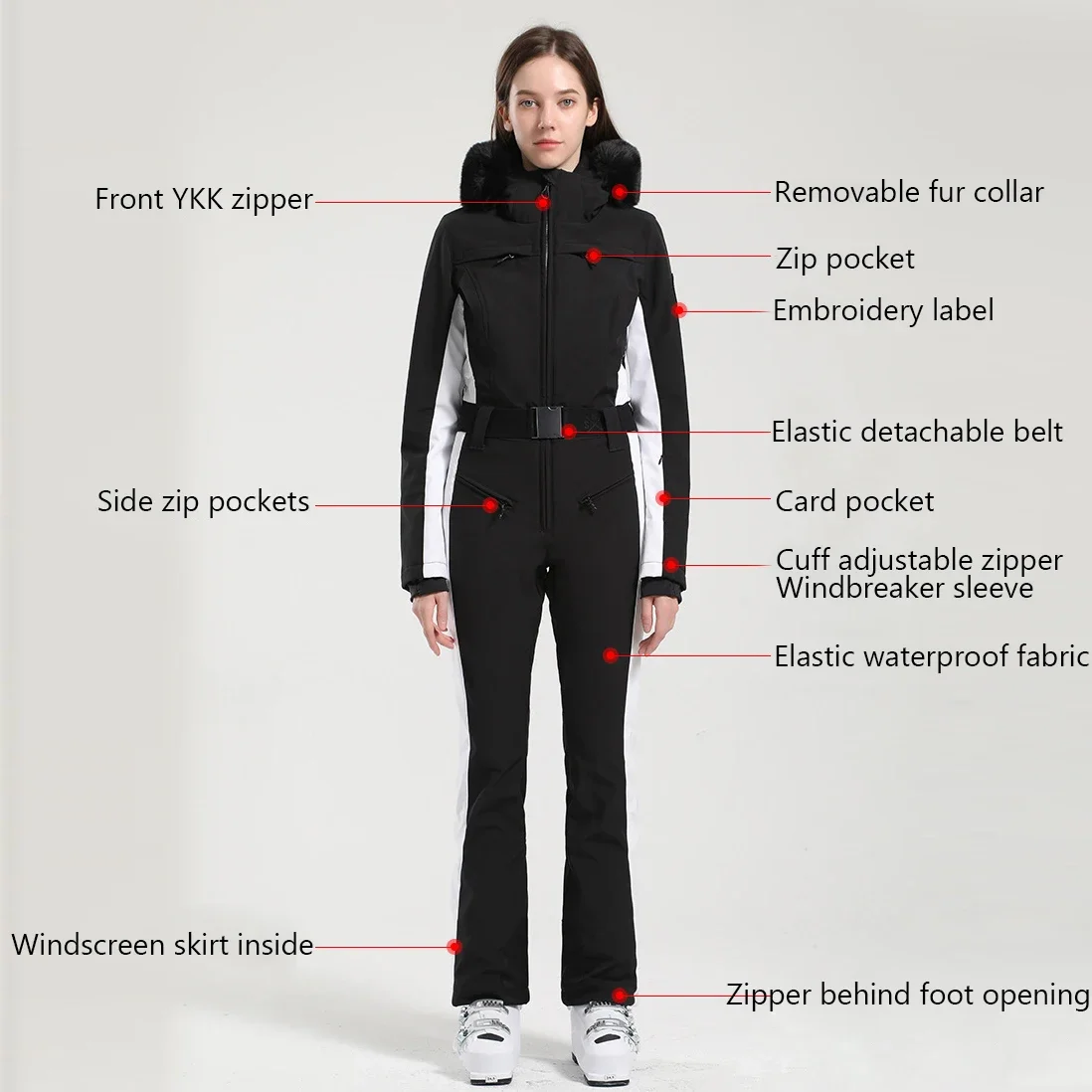 Winter Ski Suit New Winter One-Piece Ski Suits Thickened Thermal Overalls Snowboarding Jumpsuits