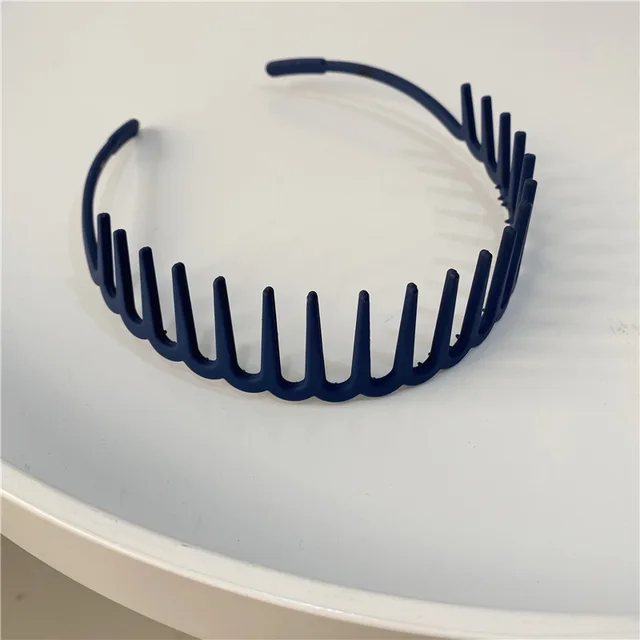 Fashion Simple Headdress Solid Color Resin Hair Comb Hairbands Headband Hair Hoop Bezel With Teeth Hair Accessories For Women Navy